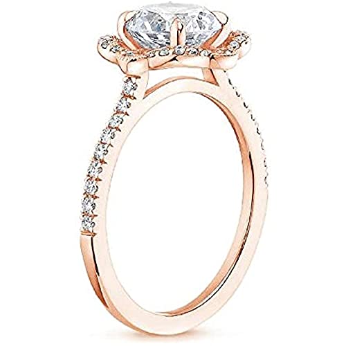 1.30Ct Round Cut D/VVS1 Diamond Engagement Wedding Halo Ring 14k Rose Gold Plated 925 Sterling Silver2