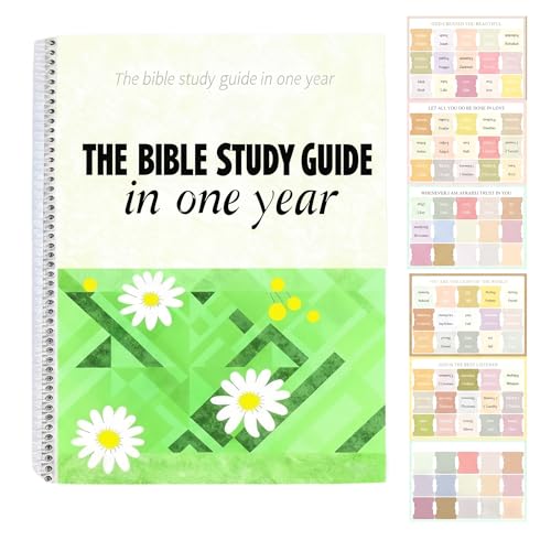 Ristpal The Bible in a Year: 52-Week Study Guide with 90 Laminated Tabs & Note-Taking Space Spiral-Bound Bible Study Journal for Women & Beginners (A4 Size)