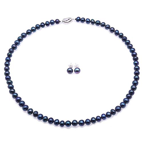 Parure collier perles de culture d'eau douce marron 7-8mm pour vos soirées et fêtes
