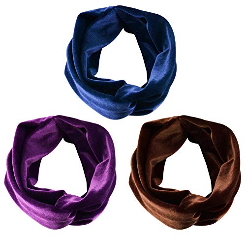 ransiy Velvet Vintage Wide Criss Cross Headbands Floral Head Wrap Turban Hairbands Twisted Hair Band Accessories for Women (One size, 3 velvet)