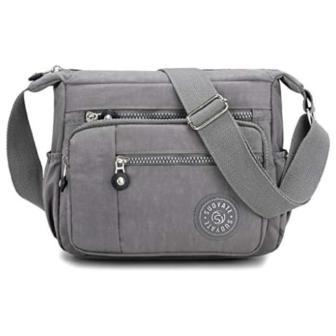 Fueerton Multi Pocket Crossbody Bag Spacious Shoulder Purse Waterproof Travel Handbags for Women (Gray) Cover