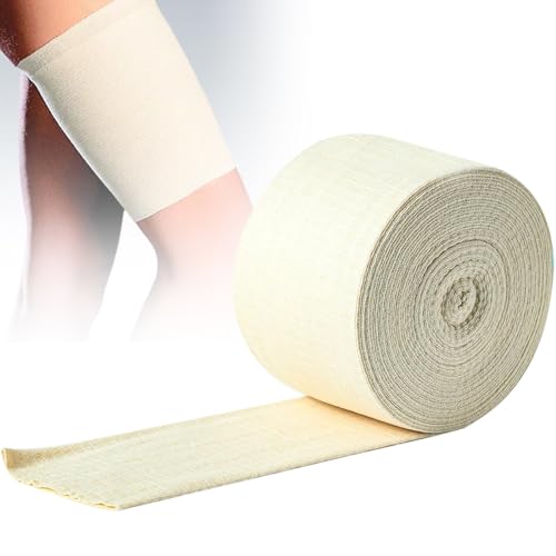 Tubular Elastic Support Bandage Size F Cotton Stockinette Cast Sleeve Roll for Knee, Arm, Leg, Wrist (3.9 Inch x 5.46 Yard)