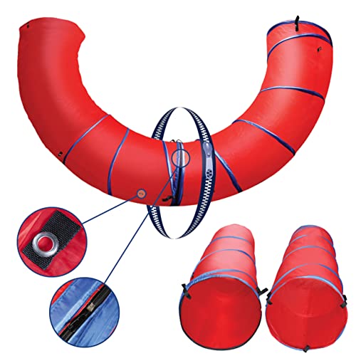 Dog Agility Tunnel, Two Tunnels Dual Options; Open Or Blind, Connected Or Separate, Dog Agility Training Equipment, Fun Dog Activities Large Size 14 Ft #TOP5