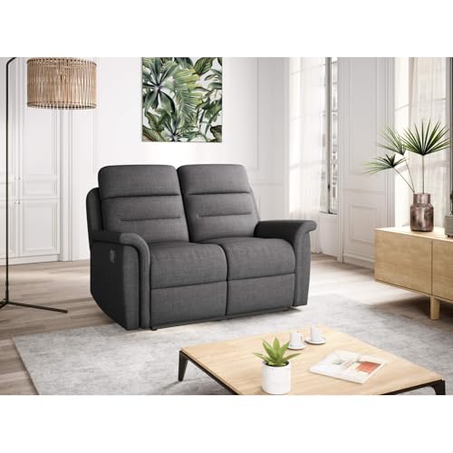 Canapé Relax Manuel 2 Places Repose‑pieds Gris UsineStreet