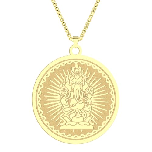 Amulette porte-bonheur Ganesha en médaillon collier païen mixte résistant à l'usure
