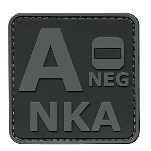 First Aid Patch 2x2 A Negative Patch Compatible with Velcro PVC Patches for Vest Plate Carrier Patches for Hats Ifak Patch First Aid Kit Patch Blood Type Patch Tactical Patch (Blackout Subdued)