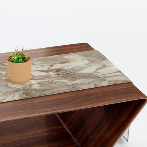 Chemin de table marbre doré chic en grand format 304 cm pour table design - 7