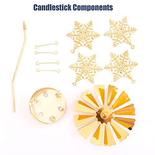 Mecela Spinning Candle Holder, Golden Rotating Candlestick Set For Romantic Wedding, Christmas Party, Home Table Decorations, Holiday Favor Gift (Snowflake) #TOP3