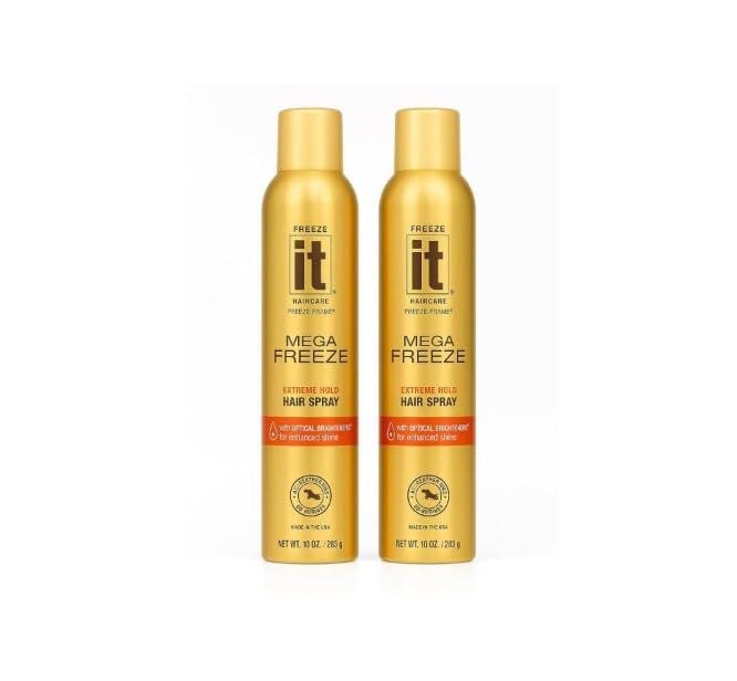F'reeze It Mega Extreme Hold Hair Spray, Original ~ (10 Oz - 2 Pack) ~ It Hairspray for Women, Hair Spray Mega Extreme Hold, Original Hairspray for Long-Lasting Style.