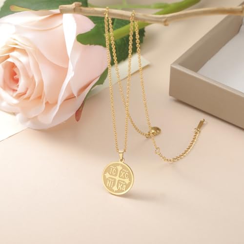 EUEAVAN Orthodox Cross Necklace for Women IC XC NIKA Cross Jesus Christ Medallion Pendant Greek Byzantine Cross Necklace Eastern Religious Jewelry Christian Catholic Gift4