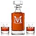 Personalized 3 piece Whiskey Decanter Set - Decanter and 2 Glasses Gift Set - Custom Engraved (Miller Design)