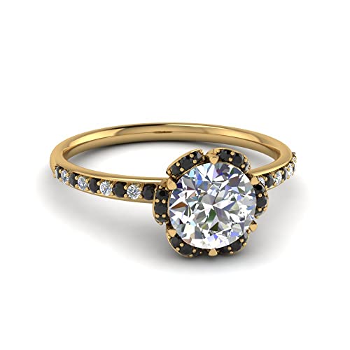 Image of 55Carat Choose Your Gemstone 6 Petal Ring Yellow Gold Plated Round Shape Halo Engagement Rings Well Shaped for Any Gift Giving Occassion Modern Style Enchating Women US Size 4 to 12