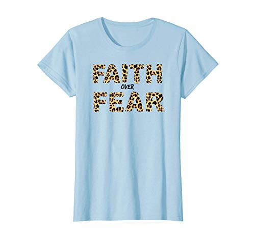Faith Over Fear Leopard Letters Christian Faith Cross Camiseta