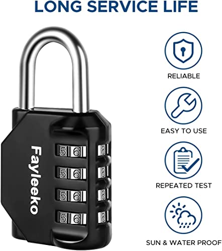 Combination Lock, 4 Digit Combination Padlock for School Gym Sports Locker, Fence, Toolbox, Case, Hasp Cabinet Storage (2 Pack, Dark Blue & Black) - Thumbnail 4