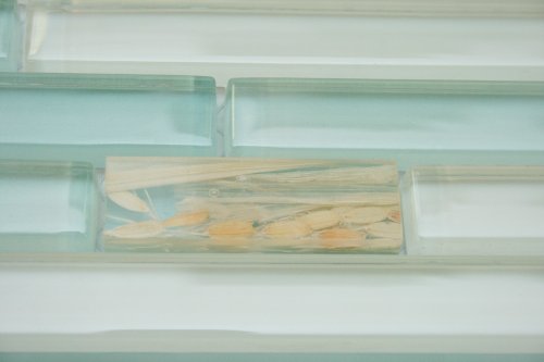 Random Brick Pattern Glass Tile (Blue With Rice Plant Resin) #TOP6