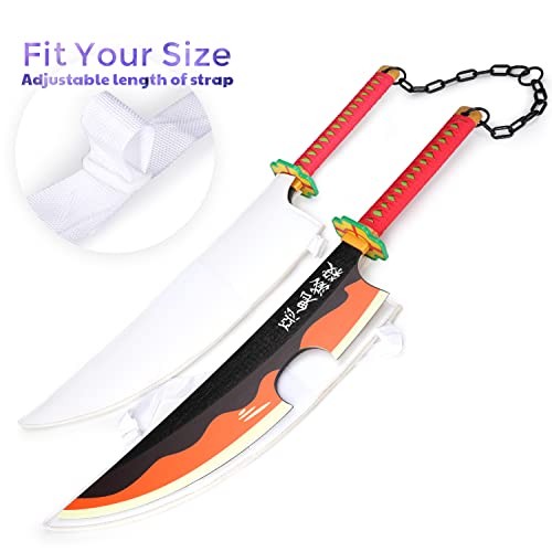 Zisu Demon Slayer Sword, About 31 inches, Two Tengen Sword Included, Hashira Pillars & Tengen Uzui Katana for Cosplay Purpose, Anime Sword with Original Texture (Orange-Tengen)4