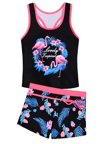 Image of Akokvlar Girls Two Piece Bathing Suit Swimsuit Tankini Swimwear with Boyshort