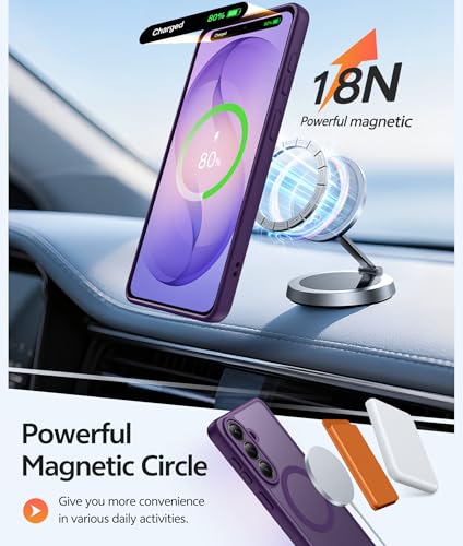 Image of FNTCASE for Samsung Galaxy S26+ Plus Case: [Fit for Magsafe] [Full Camera Protection + Screen Protector] Translucent Matte Military Grade - Shockproof Protective Phone Cover for S26 Plus - Deep Purple