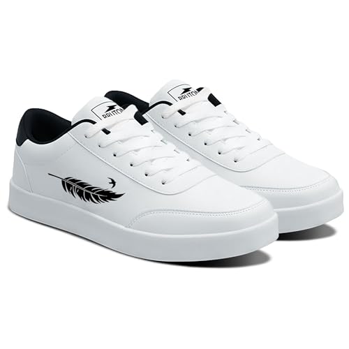 Image of BRUTON WhiteNova-299 Casual Shoes | Lightweight PVC Sole | Rexine Upper Sneakers for Men