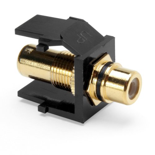Leviton QuickPort RCA, Gold-Plated Connector with Black Stripe, Black, 40830-BEE