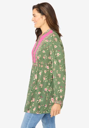 Woman Within Plus Size Button-Front Mixed Print Tunic3