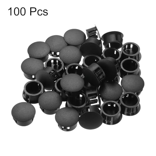 Image of MECCANIXITY 100PCS 15mm(9 /16 inch) Black Plastic Hole Plugs, Flush Type Panel Hole Plugs Insert End Caps for Locking Hole Tubes Furniture Cabinet