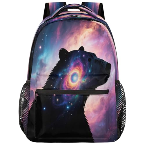 Mochila para universidad cómoda y ligera con diseño de oso galáctico