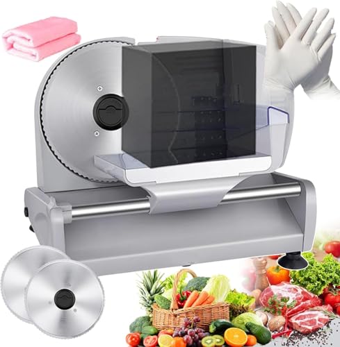 LLHTTDMBDFC Cortafiambres, Cortadora De Fiambre, Cortadora de Carne Comercial Cortadora de Carne - Cortadora de Carne eléctrica for Carne, Queso, Pan, Frutas, Verduras y Salchichas
