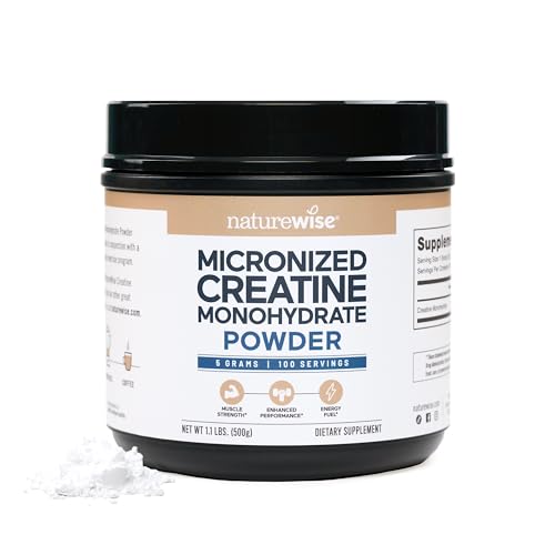 NatureWise Micronized Creatine Monohydrate Powder, 5000mg (5g) Per Serving - Creatine for Women & Men - Pure, Unflavored, Supports Lean Muscle Mass, Endurance - 100 Servings - image 1
