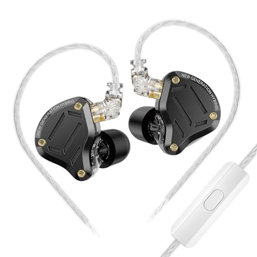 KZ ZS10 Pro 2 in Ear Monitor Headphone,KZ 4-Level Tuning Switch Headphone Multi Driver in Ear IEM Earphone,Upgraded 1DD+4BA Gaming Wired Earbuds with 2Pin Cable for Audiophile (Black, with Mic)