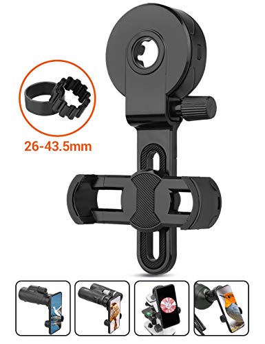NOCOEX Actualización del Adaptador Universal para Teléfono Celular - Binoculares Compatibles Telescopio Monóculo Microscopio Se Adapta a Casi Todos los Teléfonos Inteligentes - 2 Anillos de Ajuste(A)