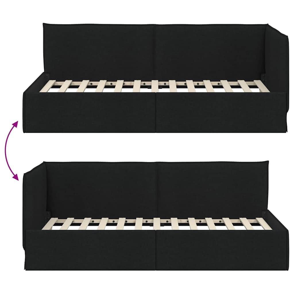 vidaXL Hoekbedframe met hoofdeinde Zwart 90 x 190 cm Stof