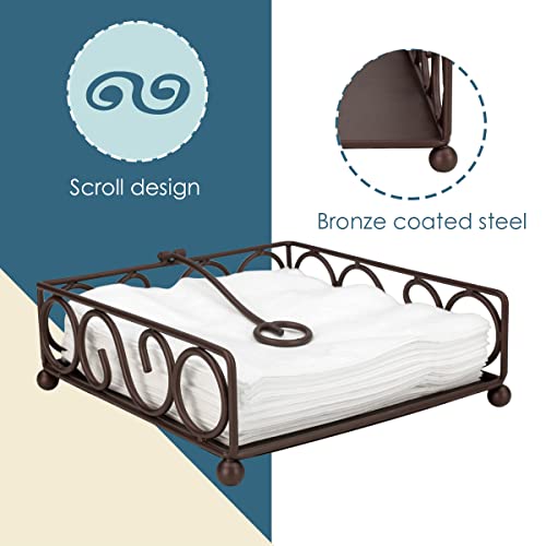 Napkin Holder For Table, By Home Basics (Bronze) | Napkin Holders For Kitchen | Scroll Design Table Napkin Holder With Stopper #TOP3