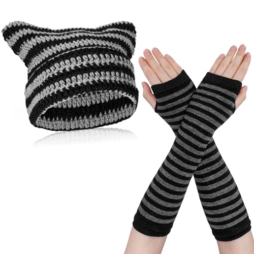 Firtink Damen Katzenmütze, Katzenohren Beanie Hut Y2K Winter Warm...