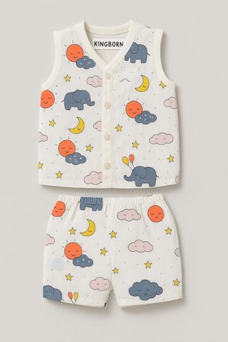 Image of Muslin Jabla & Shorts|For Boys & Girls|Summerwear Sleeveless Vest|Baby Products|Casual Clothing Set