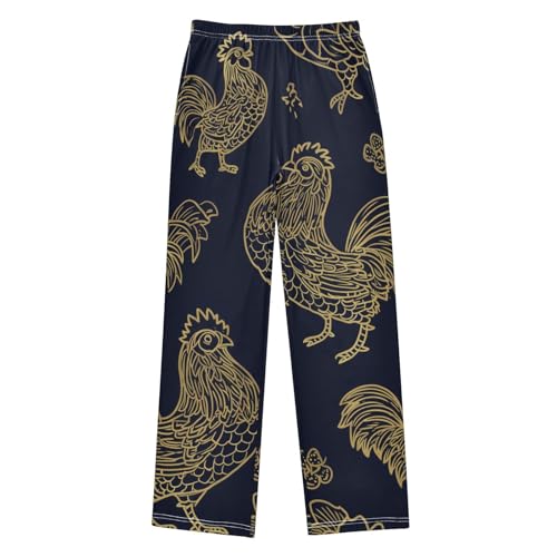 Golden Cock Boys Long Pants Soft Trousers Elastic Waist Kids Lounge Bottoms with Pockets S-XL