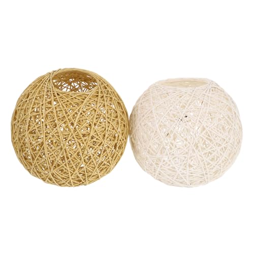 OSALADI Lot De 2 Abat-Jour En Rotin 5.91 Pouces Pour Lampe De Table Et Plafond Protection Anti-Poussière Style Simple Artisanat Facile À Installer