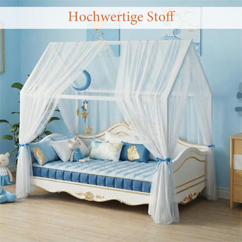 Joyseedi 2 Stück Hausbett Himmel Set, Betthimmel für Hausbett Deko, Bett Vorhang für Mädchen und Jungen im Kinderzimmer, 150 x 350 cm Weiß