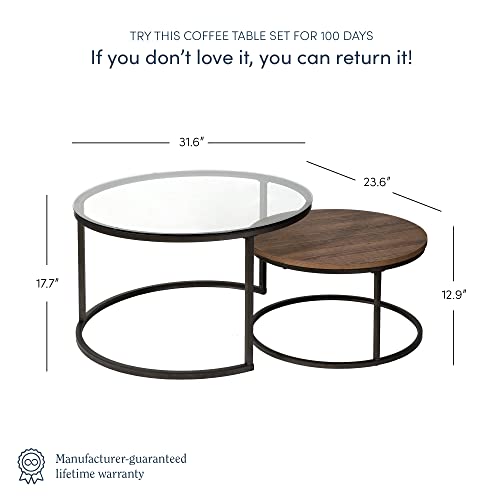 Nathan James Stella Round Modern Nesting Coffee Set of 2, Stacking