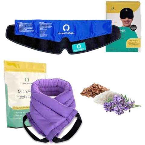 My Heating Pad Bundle of Reusable Head Gel Ice Pack + Moist Lavender Microwavable Heating Pad - Flexible Ice Packs for Joints and Muscles Relief & Microwave Hot Pack Heat Pad for Cramps - 2 Packs Cover