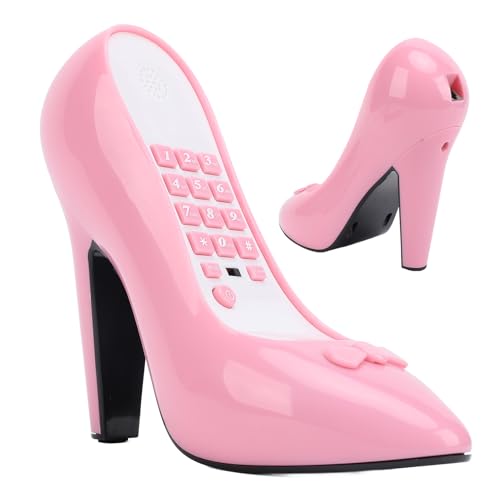Teléfono de línea con cable Pomya modelo zapato tacón alto rosa miniatura 6