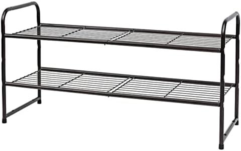 SUFAUY 2-Tier Shoe Rack, Stackable Shoe Shelf Storage Organizer for Entryway Closet, Extra Large Capacity, Wire Grid, Bronze