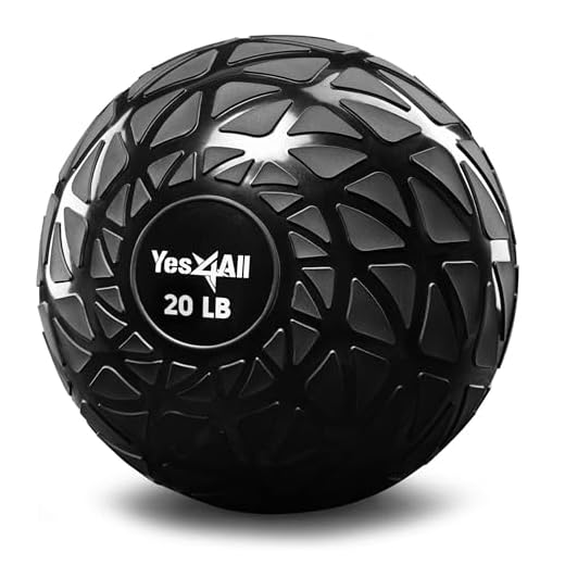 Yes4All Slam Balls 10 – 18 kg/Slam Medicine Ball Version/Sandfylld träningsboll, lämplig för crossfit träning och styrketräning (svart) – 20 lb, TDH7