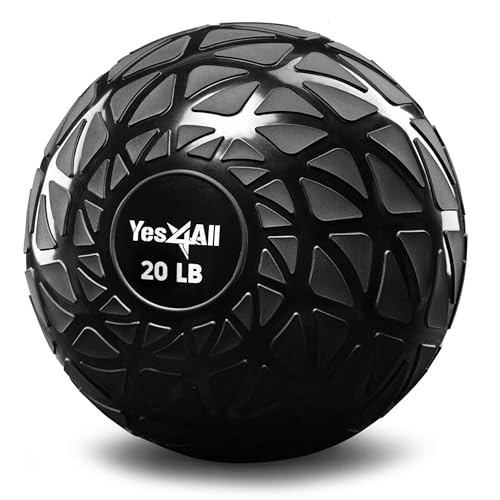 Yes4All Slam Balls 10 – 40lbs/Slam Medicine Ball Version/Sand-Filled No-Bounce Exercise Ball for Crossfit Workout and Strength Training – 20lbs, Black by Yes4All - Used condition - CA$30.17
