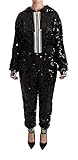  Dolce & Gabbana - - All - Black Sequined Hooded Sweater Dress Jumpsuit - IT36  XS