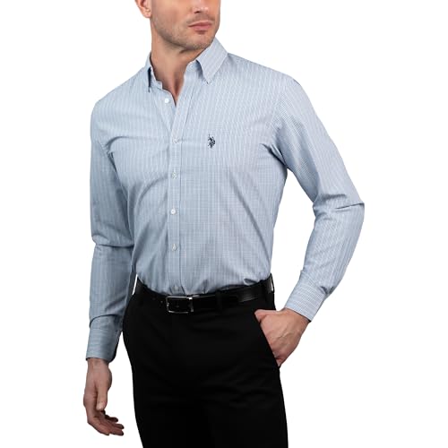 U.S. Polo Assn. Slim Fit Long Sleeve Button Down Dress Shirts for Men Wrinkle Free Long Sleeve Shirt Mens Formal Stretch