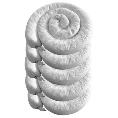 DEWUFAFA Calze Assorbenti Solo Olio Ognuno 3mx12,7cm (L x Dia.),Serpente Assorbente Boom per Olio,Carburante,Fluidi a Base di Idrocarburi, Respinge L'acqua(Size:Pack of 5,Color:Bianco)