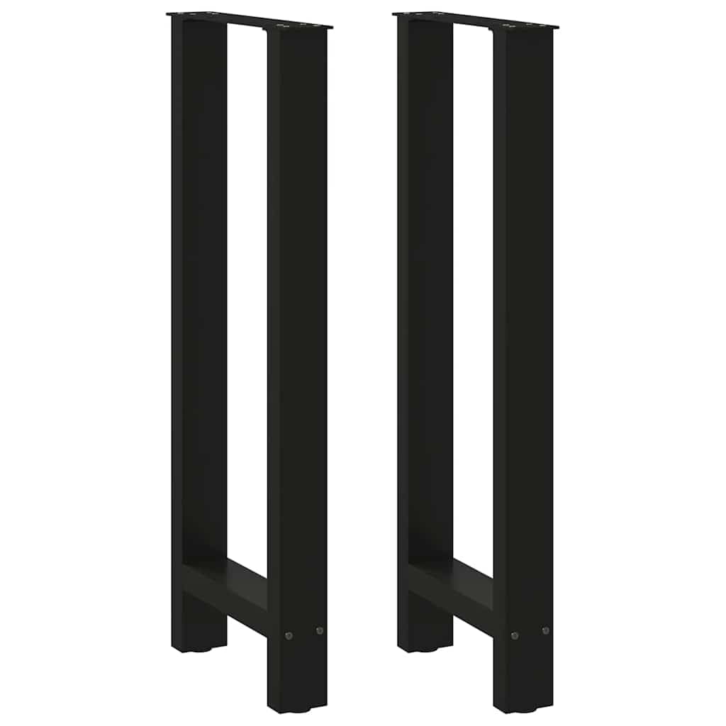 2 nogi do stołu barowego, czarne, 50 x (100-101) cm, stal malowana proszkowo, kwadratowe, regulowane nóżki poziomujące, stabilne nogi stołu do indywidualnej aranżacji stołu