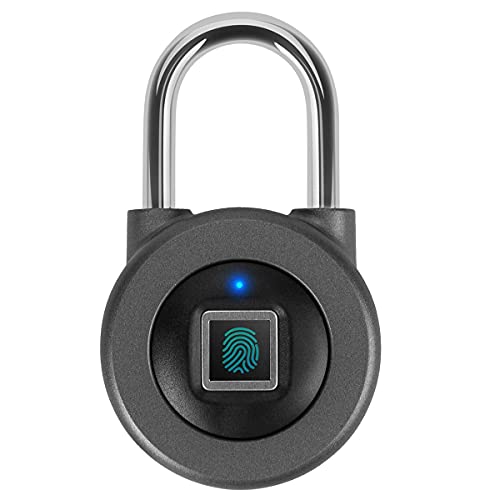 AICase Cadenas à Empreintes Digitales, Serrure Rechargeable USB de sécurité Keyless de Sécurité Imperméable d'IP67 pour Utilisation en Intérieur Et En Plein Air