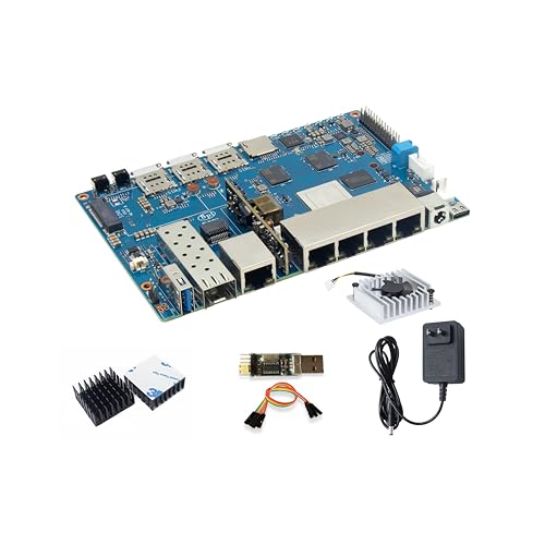 Image of Banana Pi BPI-R4 WiFi 7 Wireless Dual-Band WiFi Router Board OpenWRT, with MediaTek MT7988A (Filogic 880) SoC, Support 2X 10GbE SFP and 4X GbE Gigabit Ethernet for NAS Smart Home Gateway (POE SET2)